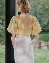 Load image into Gallery viewer, Puff Sleeve Drawstring Crop Cover Top
