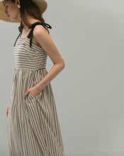 Load image into Gallery viewer, Strips Tie-straps Midi Dress
