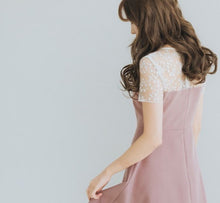 Load image into Gallery viewer, Elegant lace translucent stitching dress

