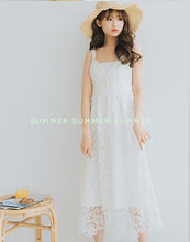 Load image into Gallery viewer, Romantic TextureLlace Flower Spaghetti Strap Long Dress

