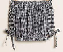 Load image into Gallery viewer, Short Top With Checkered Cuffs and Tie

