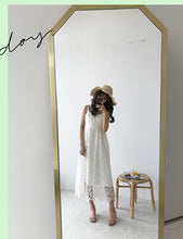 Load image into Gallery viewer, Romantic TextureLlace Flower Spaghetti Strap Long Dress
