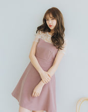 Load image into Gallery viewer, Elegant lace translucent stitching dress
