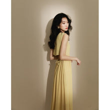 Load image into Gallery viewer, Back Buckle Cotton And Linen Tie Dress
