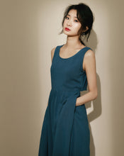 Load image into Gallery viewer, Back Buckle Cotton And Linen Tie Dress
