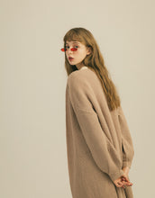 Load image into Gallery viewer, Soft Knit Puff Sleeve Long Cardigan With Belt
