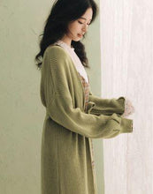 Load image into Gallery viewer, Soft Knit Puff Sleeve Long Cardigan With Belt
