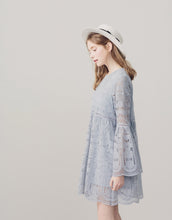 Load image into Gallery viewer, French Atmosphere LADY lotus Leaf Sleeve Lace Dress
