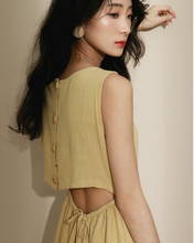 Load image into Gallery viewer, Back Buckle Cotton And Linen Tie Dress
