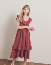 Load image into Gallery viewer, Romantic Little Sexy Lotus Leaf V-neck Tie Dress
