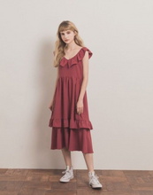 Load image into Gallery viewer, Romantic Little Sexy Lotus Leaf V-neck Tie Dress
