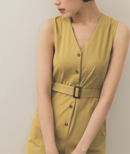 Load image into Gallery viewer, V-neck Buttoned Wide Jumpsuit Front Buckle Design
