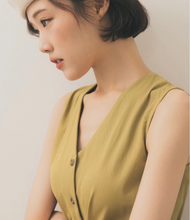 Load image into Gallery viewer, V-neck Buttoned Wide Jumpsuit Front Buckle Design
