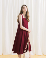 Load image into Gallery viewer, Fresh drape square collar cotton and linen breasted dress
