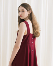 Load image into Gallery viewer, Fresh drape square collar cotton and linen breasted dress
