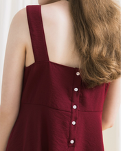 Load image into Gallery viewer, Fresh drape square collar cotton and linen breasted dress
