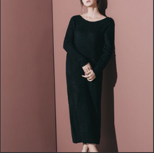 Load image into Gallery viewer, Open V-Neck Circle Knit Long Dress
