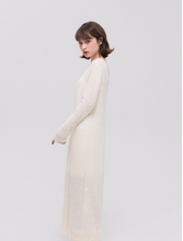 Load image into Gallery viewer, Open V-Neck Circle Knit Long Dress
