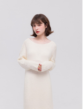 Load image into Gallery viewer, Open V-Neck Circle Knit Long Dress
