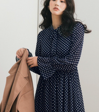 Load image into Gallery viewer, Retro Polka Dot Tie-Breasted Dress
