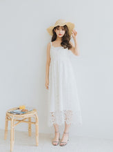 Load image into Gallery viewer, Romantic TextureLlace Flower Spaghetti Strap Long Dress
