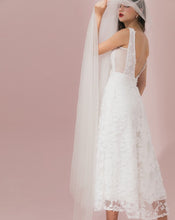 Load image into Gallery viewer, Textured Trim Back V-Neck Beauty Back Dress
