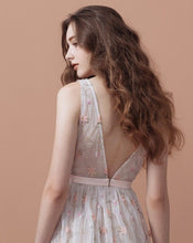 Load image into Gallery viewer, Spring Flower Embroidery Petal Long Dress
