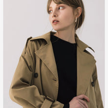Load image into Gallery viewer, Sleek Wooden Button Trench Coat
