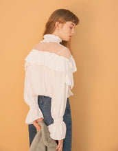 Load image into Gallery viewer, Retro Sweet Translucent Lotus Leaf Collar Top
