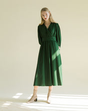 Load image into Gallery viewer, VINTAGE V-NECK WRINKLE DRESS
