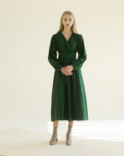 Load image into Gallery viewer, VINTAGE V-NECK WRINKLE DRESS
