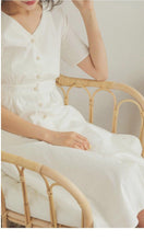 Load image into Gallery viewer, Temperament Elegant V-neck Pearl Button Short Sleeved Dress
