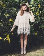 Load image into Gallery viewer, Small Stand-Up Collar, Multi-Level Hem Dress
