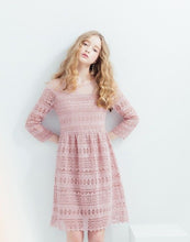 Load image into Gallery viewer, Lace Translucent Stitching Dress
