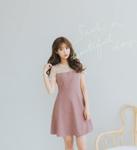 Load image into Gallery viewer, Elegant lace translucent stitching dress
