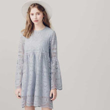 Load image into Gallery viewer, French Atmosphere LADY lotus Leaf Sleeve Lace Dress
