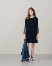 Load image into Gallery viewer, Romantic French Atmosphere-Full Version of Flower Embroidered Lace Sleeves Stitching Delicate Chiffon Short  Dress
