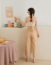 Load image into Gallery viewer, Simple V-neck Checked Jumpsuit with Spaghetti Straps
