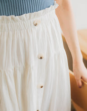 Load image into Gallery viewer, Lotus Leaf Waist Design Buttoned Long Skirt
