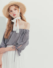 Load image into Gallery viewer, Short Top With Checkered Cuffs and Tie
