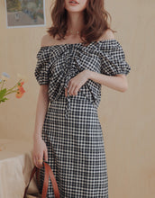 Load image into Gallery viewer, Check Drawstring Two Piece Dress
