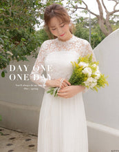 Load image into Gallery viewer, Wedding Lace Translucent Stitching Chiffon Pleated Slit Full Length Dress
