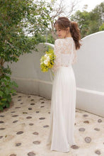 Load image into Gallery viewer, Wedding Lace Translucent Stitching Chiffon Pleated Slit Full Length Dress
