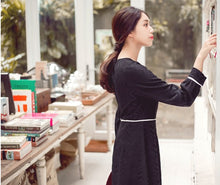 Load image into Gallery viewer, Jagged Jacquard Contrast Trim Dress
